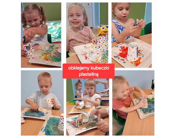 Obklejamy kubeczki plasteliną